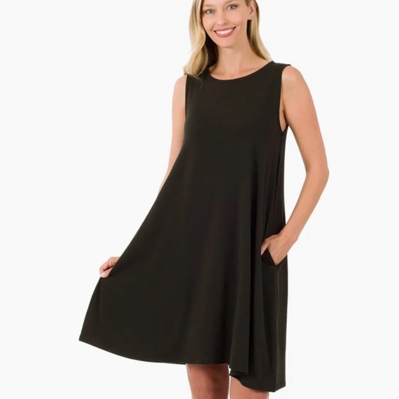 Zenana NWOT tank tunic dress in mocha - Picture 4 of 4